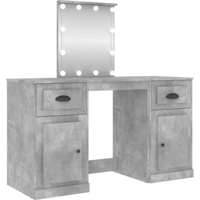 VIDAXL Dressing Table with LED Concrete Grey 130x50x132.5cm Vidaxl 8720845822767