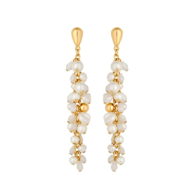 Mood Gold Cream Pearl And Polished Cluster Earrings Earrings One Size Gold 87956410000