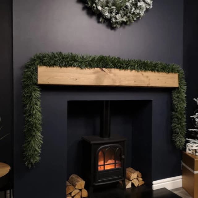 Samuel Alexander 3M X 15Cm Festive 6 Ply Chunky Green Pine Christmas Tinsel Garland Decoration