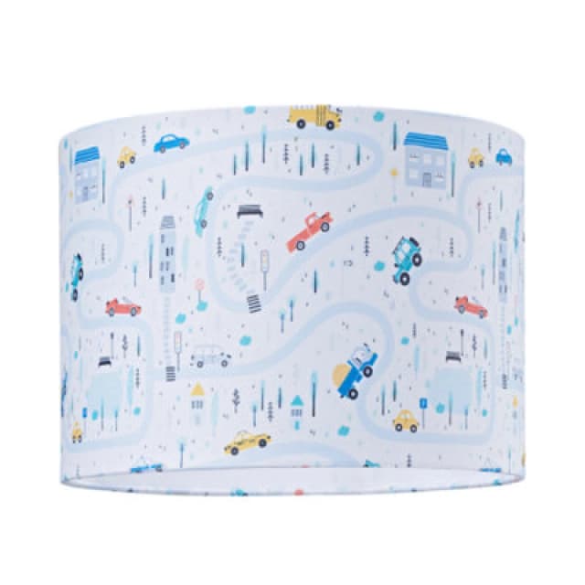 Happy Homewares Little Ones Play Village Lamp Shade - Town City Car Roads Map With Cars & Trucks
