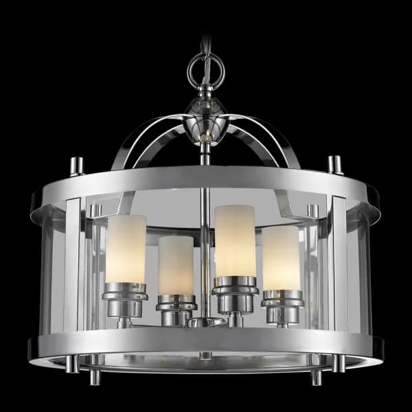 New York 4 Light Lanterns Pendant Ceiling Light Silver, E14 - Cosmo
