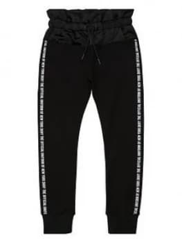 DKNY Girls Logo Tape Jogger, Black, Size Age: 10 Years, Women
