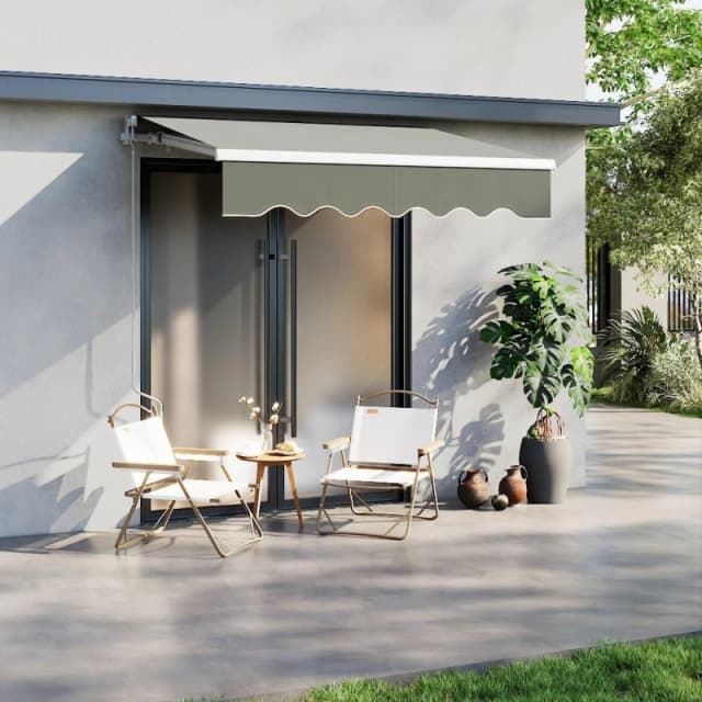 Breeins 200cm Retractable Patio Door Fabric Awning Grey Grey unisex Large
