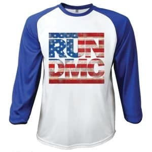 Run DMC - Americana Unisex Small T-Shirt - White,Blue