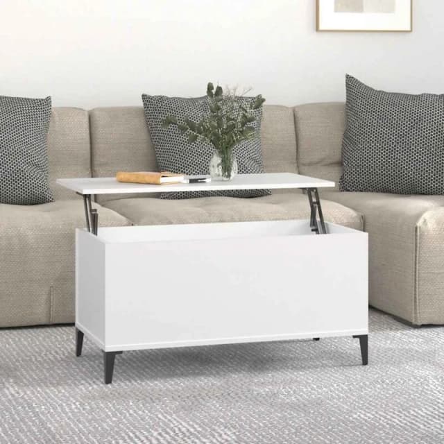 Vidaxl Coffee Table White 90X44.5X45cm Engineered Wood, White 819588