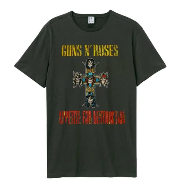 Amplified Amplified Men Appetite For Destruction Guns N Roses T-Shirt in Charcoal Size: Small Charcoal S Male 5063470091263