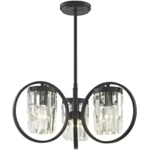 Impex Talin 3 Light Semi-Flush Black Ceiling Fitting