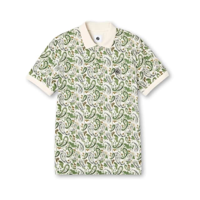 Pretty Green Mens Aquarelle Paisley Short-Sleeve Polo Shirt Stone male Small