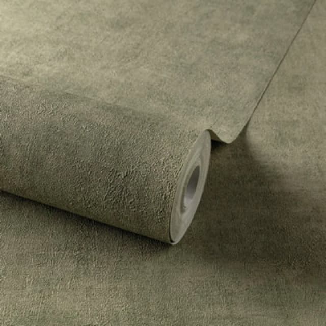 Grandeco Annabella Distressed Plaster Textured Wallpaper, Deep Sage Green