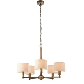 Endon Directory Lighting - Endon Indara - 5 Light Multi Arm Pendant Aged Bronze, Aged Hammered Bronze Plate, E14