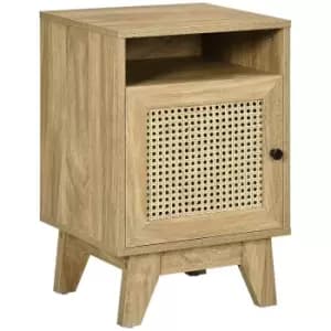 HOMCOM Nightstand Rattan Bedside Table Sofa Side Table With Drawer and Shelf