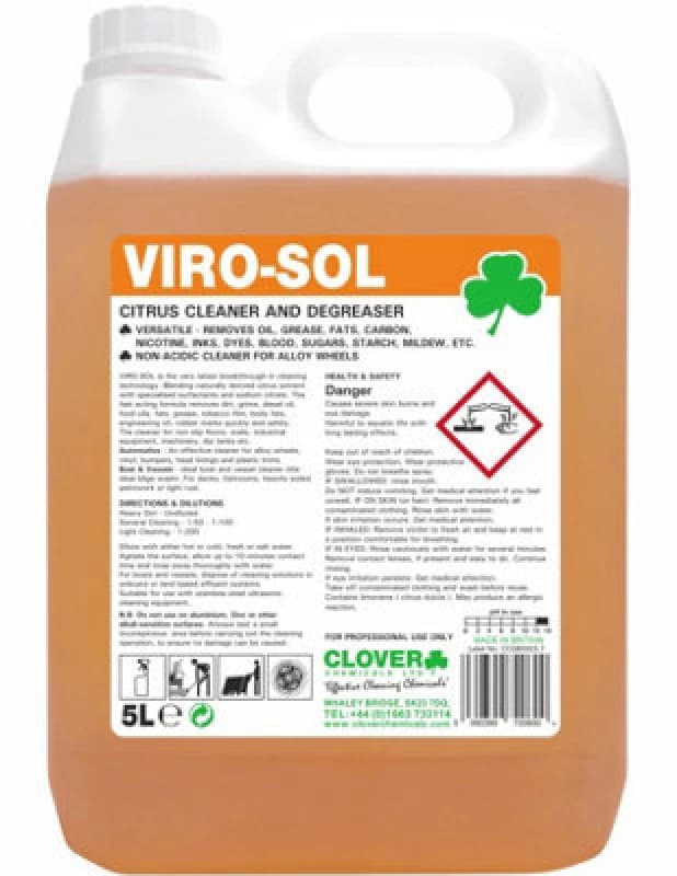 Clover Chemicals Viro-Sol Citrus Cleaner Degreaser 5L