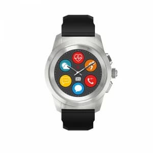 MyKronoz ZeTime Regular 44mm - Brushed Silver/ Black Silicon Flat Watch