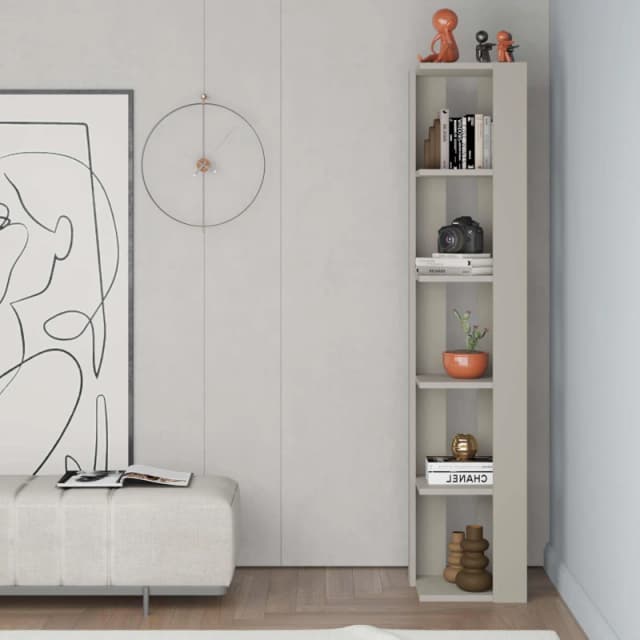 Decortie Nati' Tall Corner Bookcase Modern Shelving Unit 161cm in Beige Size: 1 Pack Beige Unisex 1 Pack