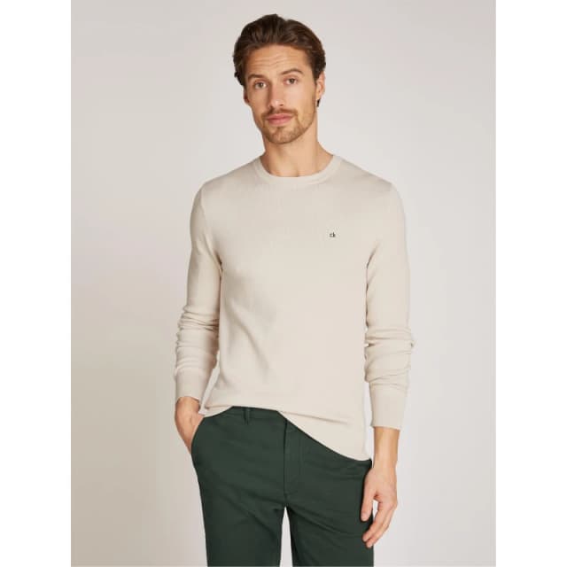 Calvin Klein MICRO PIQUE STRUCTURE SWEATER Stony Beige male XL