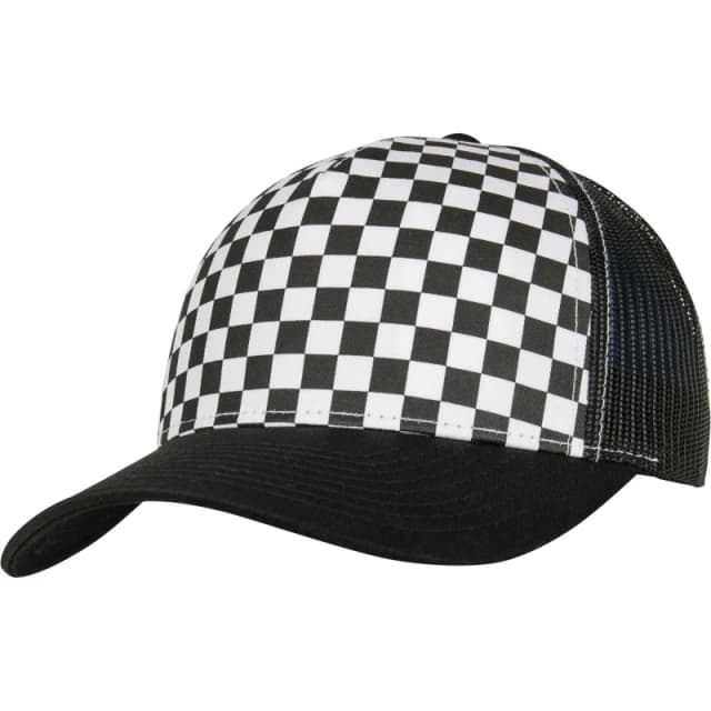 Flexfit by Yupoong Mens Checkerboard Retro Trucker Cap in Black Male One Size