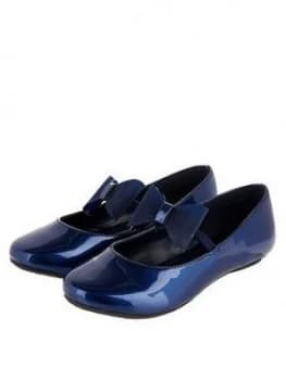 Monsoon Girls Aubree Patent Bow Ballerina - Navy, Size 10 Younger
