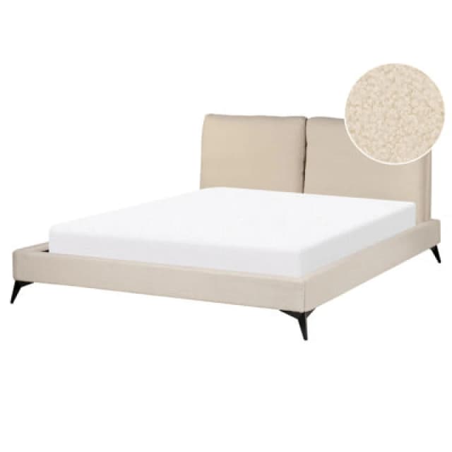 Beliani Bed Boucle Melle 160 X 200 Cm (Eu King Size) Beige