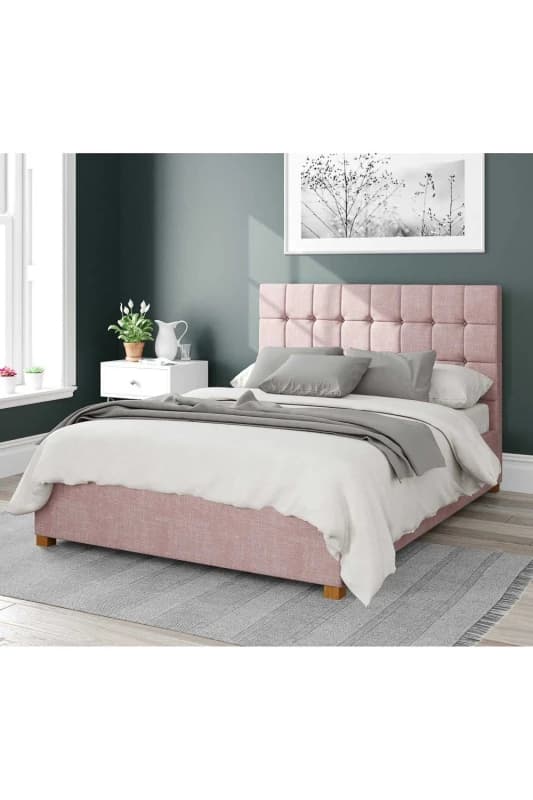 Aspire Aspire Sinatra Upholstered Ottoman Storage Bed, Pure Pastel Cotton Fabric in Rose Size: Small Double Rose Small Double Unisex 5057632165701
