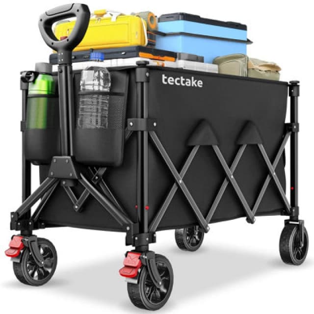 Tectake Folding Trolley Rollrider With Telescopic Handle & Front Swivel Wheels - Black