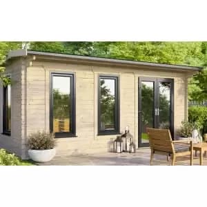 Power Sheds 18 x 10ft Right Hand Door Apex Notched Logs Log Cabin