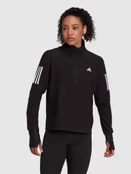 adidas Own The Run 1/2 Zip - Black, Size XS, Women