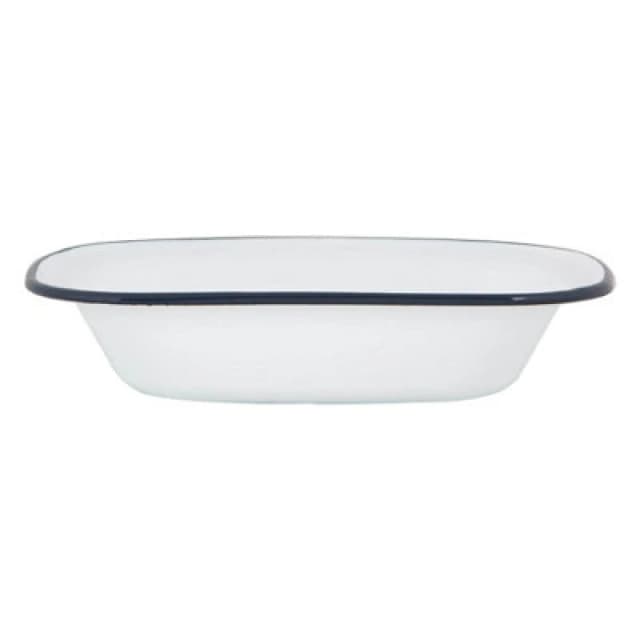 Argon Tableware White Enamel Pie Dish - 25.5Cm - Navy