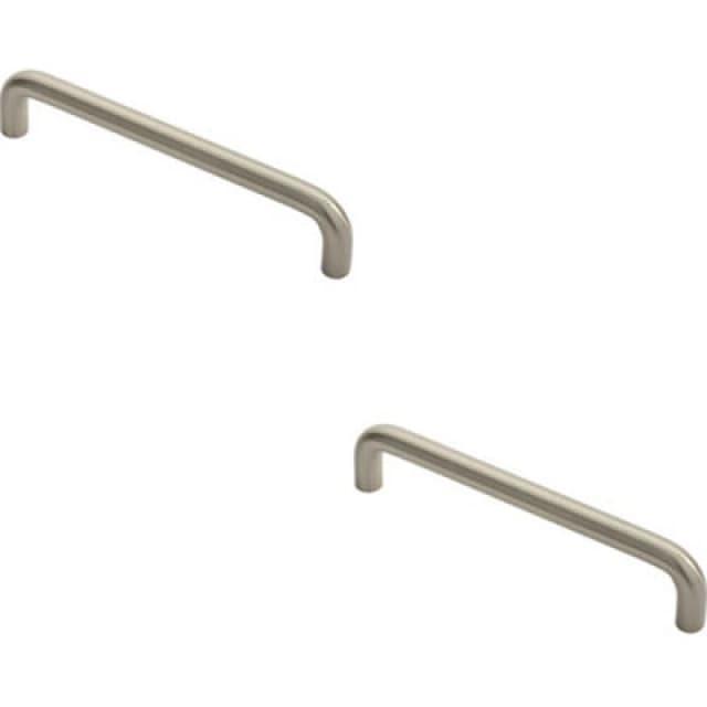 Loops 2x Round D Bar Cabinet Pull Handle 138 x 10mm 128mm Fixing Centres Satin Nickel Metallics unisex