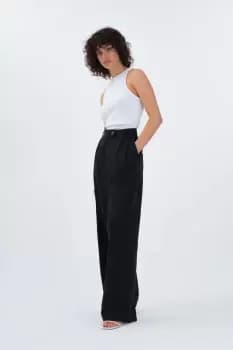 Fanita Wide Leg Linen Trouser, Black / 12