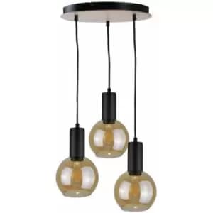 Keter Jantar Cluster Pendant Ceiling Light Wood, 30cm, 3x E27