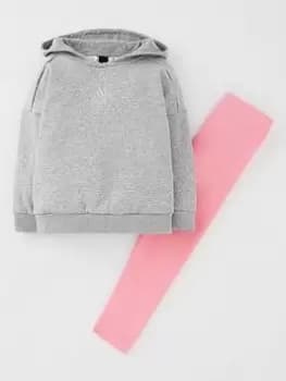 adidas Favourites Toddler Girls 3 Stripe Overhead Hoodie And Tights Set - Light Grey, Light Grey, Size 0-3 Months, Women