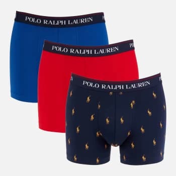 Polo Ralph Lauren Mens 3 Pack Classic Trunk Boxer Shorts - Blue/Navy/Red - L