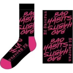 Ed Sheeran - Bad Habits Unisex UK Size 7 - 11 Ankle Socks - Black
