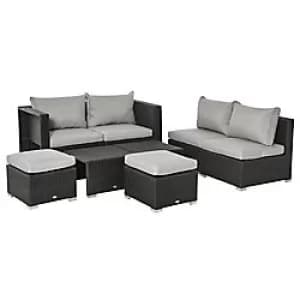 Outsunny Rattan Sofa Set 860-099V70BK Black, Light Grey