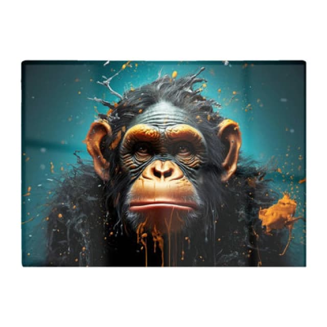 Warren Reed Designer Monkey Face Splashart Blue Glass Chopping Board