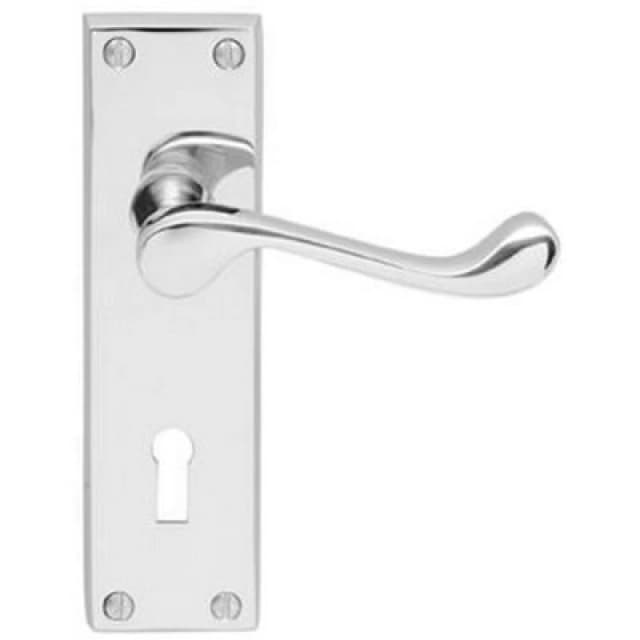 Loops Victorian Scroll Lever on Rectangular Lock Backplate 155 x 41mm Polished Chrome Multi