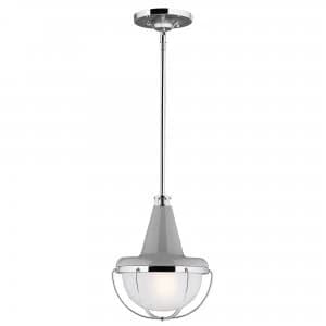1 Light Ceiling Mini Pendant Polished Nickel, Grey, E27