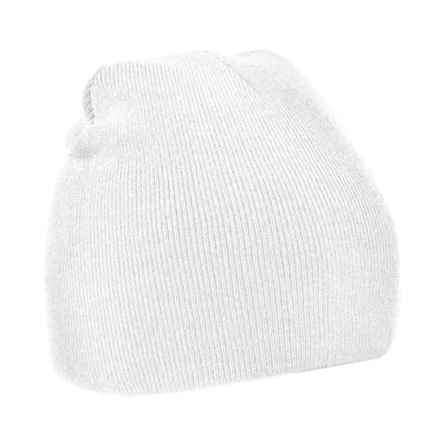 Beechfield Beechfield Plain Basic Knitted Winter Beanie Hat in White White One Size Unisex 5063527252203