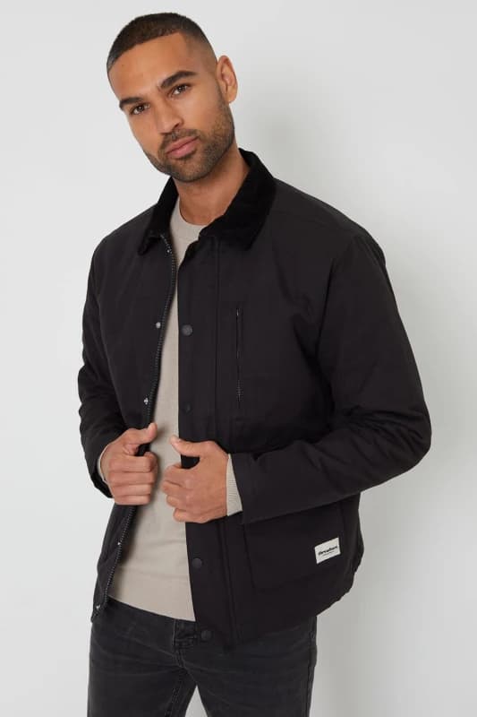 Threadbare Threadbare Men 'Frawley' Cotton Twill Lightweight Jacket in Black Size: Small Black S Male 7625914456786