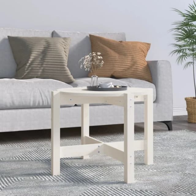 Vidaxl Coffee Table White Ø 62.5X45cm Solid Wood Pine, White 822303