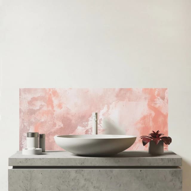 Warren Reed - Designer Minimalistic Pink Grunge Effect Glass Bathroom Splashback Pink Unisex