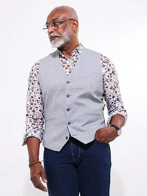 Joe Browns Joe Browns Men Herringbone Linen Blend Suit Waistcoat in Grey Size: 38R Grey 38R Male 5059953247180