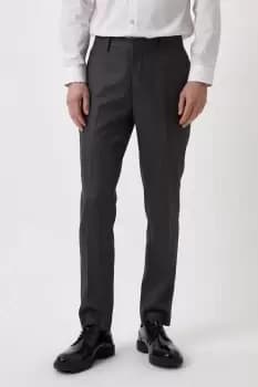 Mens Slim Charcoal Wide Self Stripe Suit Trousers