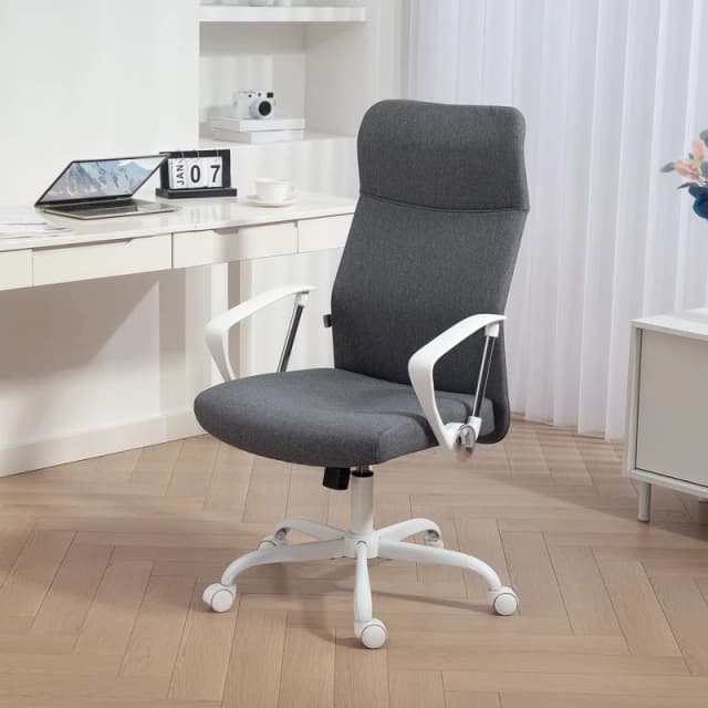 HOMCOM HOMCOM High Back Office Chair, Computer Desk Chair for Home, Grey Grey One Size Unisex 5063603321885