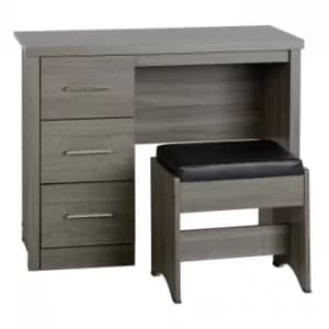 Lisbon 3 Drawer Black Woodgrain Dressing Table Set