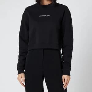 Calvin Klein Jeans Womens Back Monogram Crop Sweatshirt - Ck Black - L