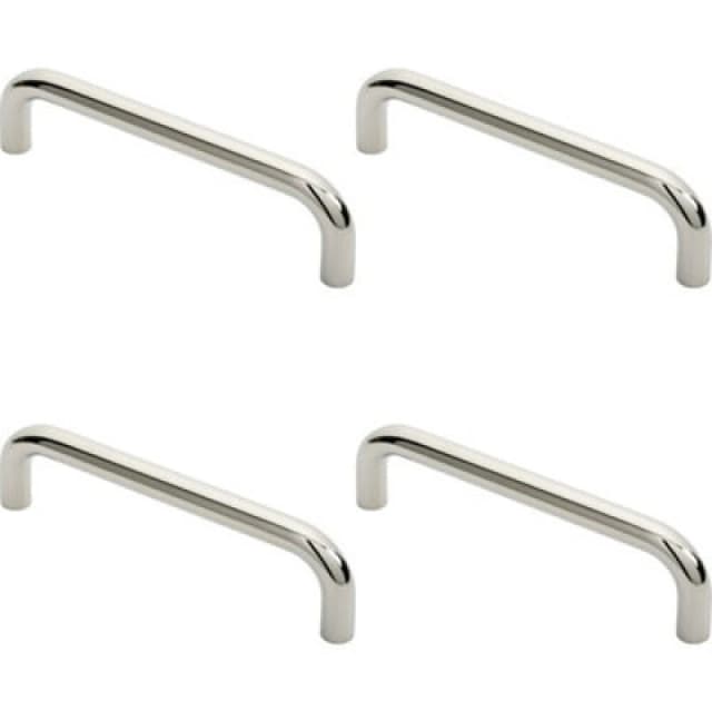 Loops 4x Round D Bar Pull Handle 244 x 19mm 225mm Fixing Centres Bright Steel Metallics unisex
