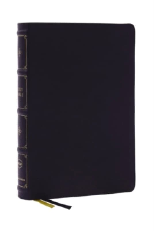 NKJV, Large Print Thinline Reference Bible, Blue Letter, Maclaren Series, Leathersoft, Black, Comfort Print. Leather / fine binding. By Thomas Nelson