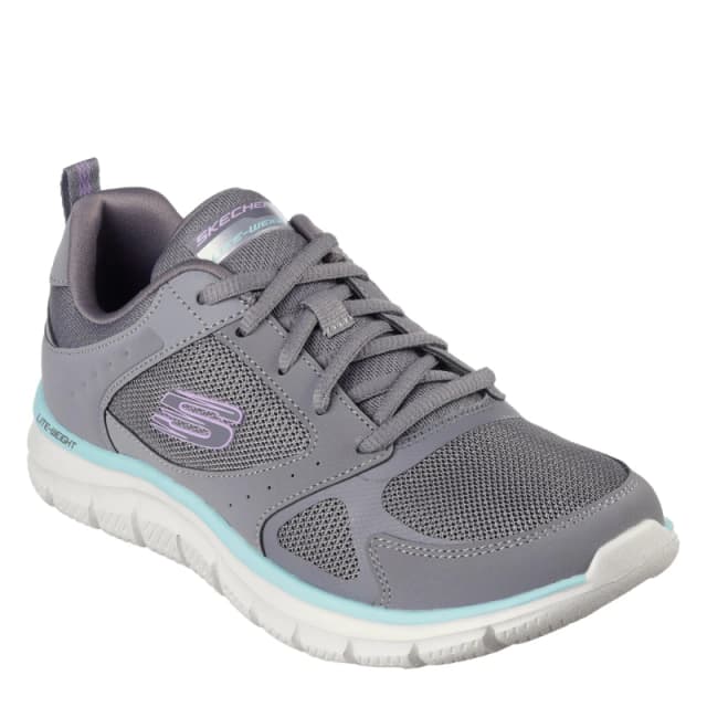 Skechers Womens Track Casual Low-Top Trainers Charcoal/Aqua female 2 (35)