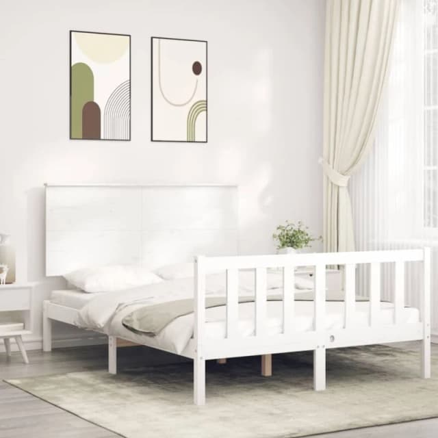 VIDAXL Bed Frame without Mattress White 140x190cm Solid Wood Pine Vidaxl 8720845985523